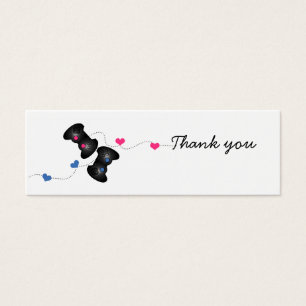 De Visite Geeky Gamer Merci Mini Cartes foncées (bleu/rose)