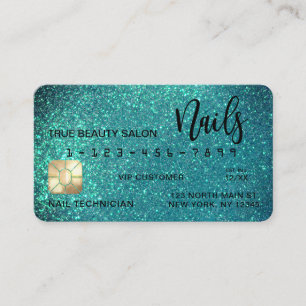De Visite Glam Sparkly Turquoise Parties scintillant Carte d