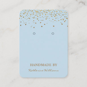 De Visite Gold Heart Confetti Bleu   Carte d'affichage à ore