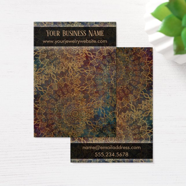 De Visite Grunge Gold Mandala Porte-oreilles Cartes d'affich (Bureau)