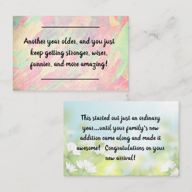 De Visite Insérez la carte - Voeux d'anniversaire! (Devant / Derrière)