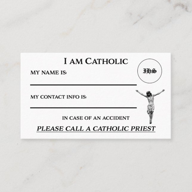 De Visite Je Suis Une Carte D'Identité Catholique (Devant)