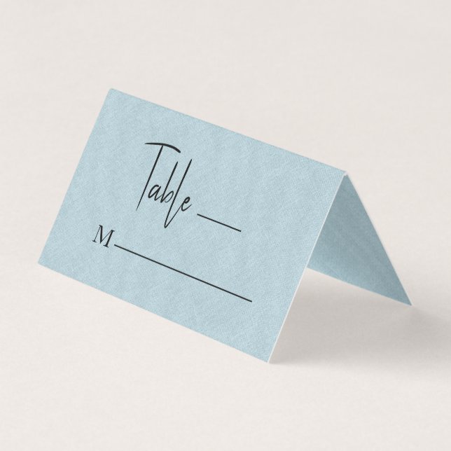 De Visite Linge Bleu Simple Script noir Mariage Carte Place (Devant)