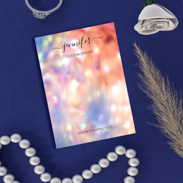 De Visite Logo Carte bijouterie artisanale Rose holographiqu (Créateur téléchargé)