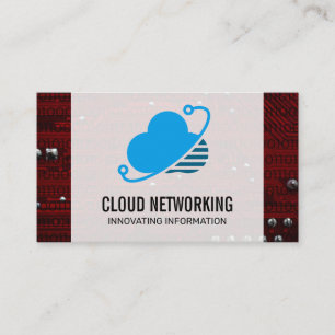 De Visite Logo du réseau cloud   Code binaire   Carte mère