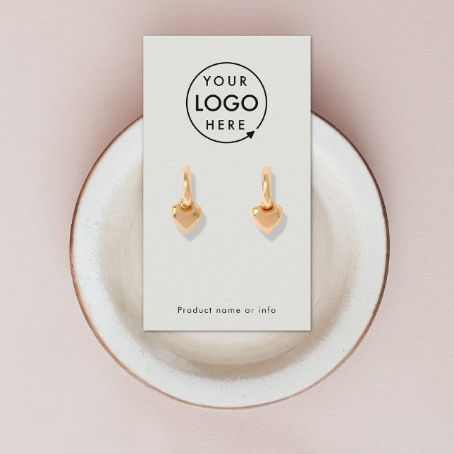 De Visite Logo gris argent | Carte d'affichage moderne (Modern minimalist soft gray earring display card by Guava - clean, stylish, and customizable)