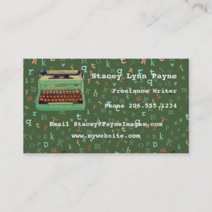 De Visite Machine à écrire verte sur Gree Pastel Type Carte