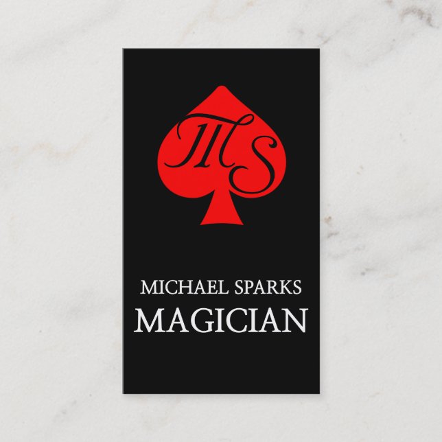 De Visite Magicien Carte Poker Pique Rouge (Devant)