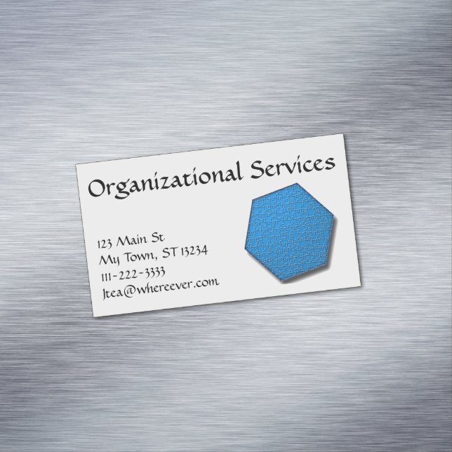 De Visite Magnétique Bus. Carte (mag) - Hexagon Jig-Saw Puzzle/bleu (In Situ)