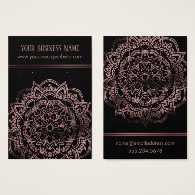 De Visite Mandala rose Gold sur les cartes d'affichage à ore (Devant & derrière)
