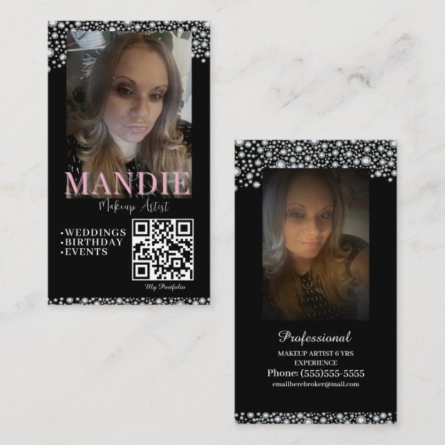 De Visite Maquillage Professionnel Cheveux Faux Cils Carte P (Devant / Derrière)