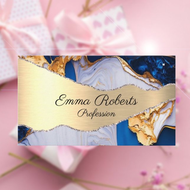 De Visite Marbre Elégante Typographie Turquoise Agate carte  (Créateur téléchargé)