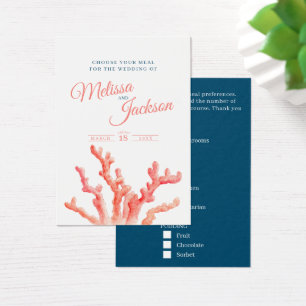 De Visite Mariage repas choix corail bleu petites cartes