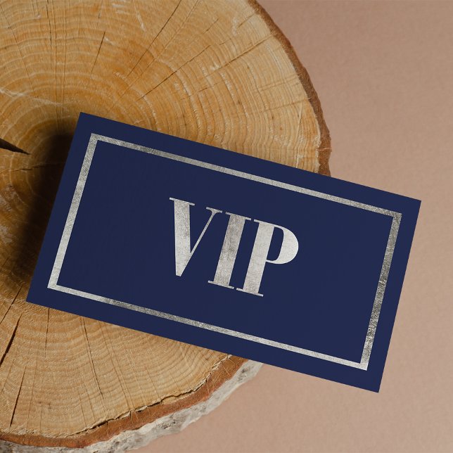 De Visite Marine bleu chic luxe argent carte VIP membre club (Navy blue chic luxury silver VIP card club member)