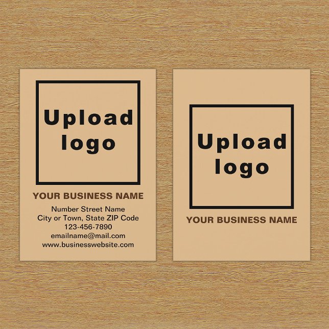 De Visite Marque d'affaires sur petite carte Portrait Brown  (Front and back of the light brown business card with your brand)