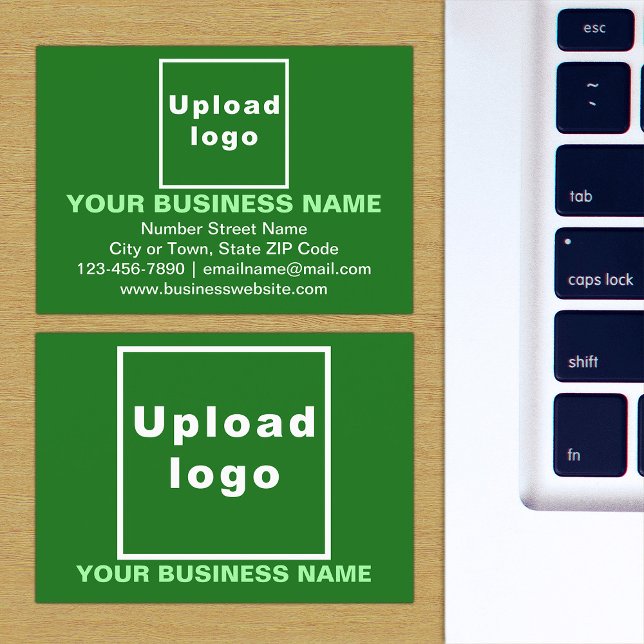 De Visite Marque d'entreprise sur petite carte rectangle ver (The front and back of the green business card with your brand)