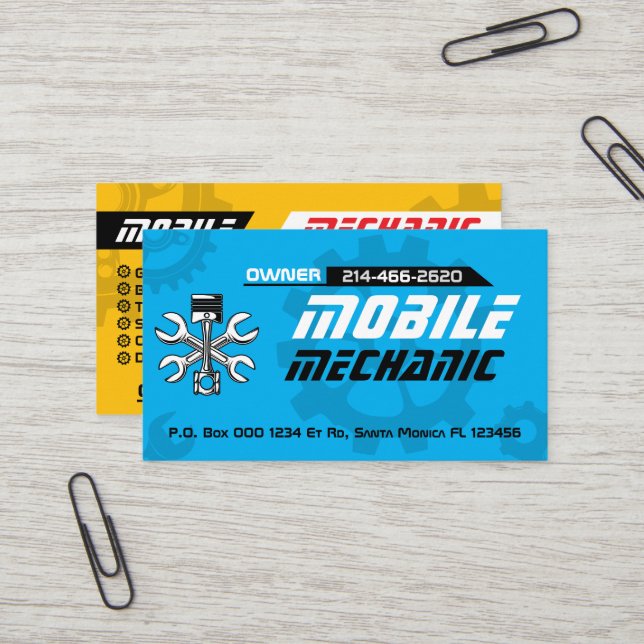 De Visite Mécanicien Auto Mobile Réparation Auto Carte Edita (Devant/Arrière en situation)