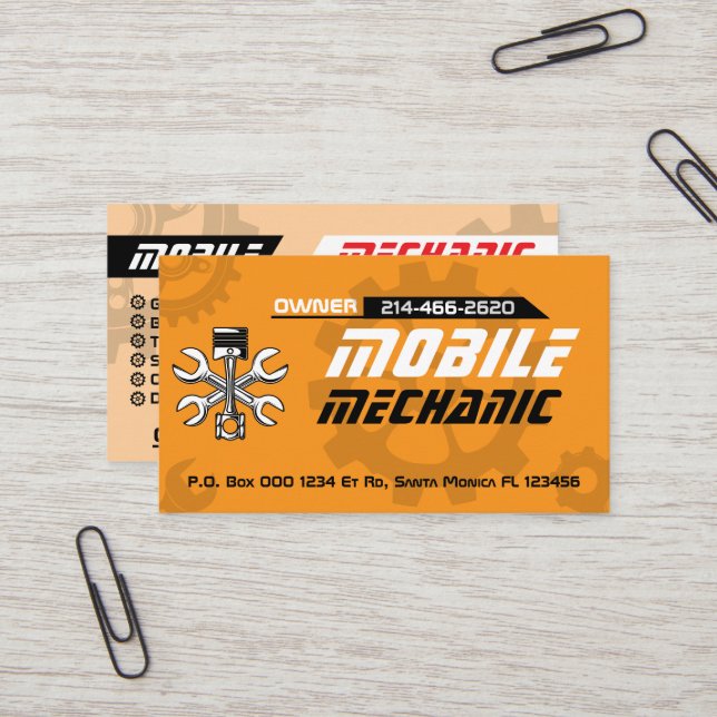 De Visite Mécanicien Auto Mobile Réparation Auto Carte Edita (Devant/Arrière en situation)