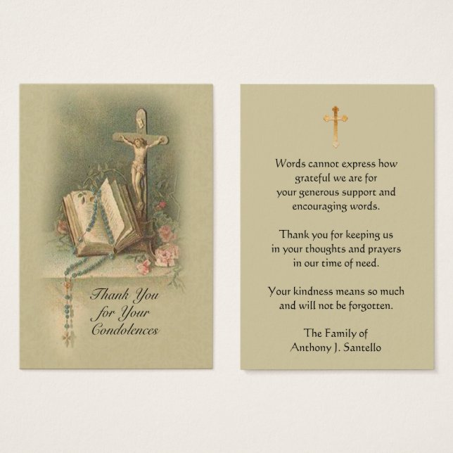 De Visite Merci Catholique Crucifix Condolence Cartes Sainte (Devant & derrière)