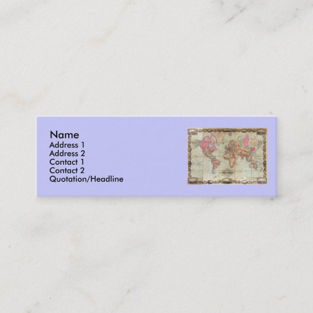 De Visite Mini Carte antique du monde par John Colton, circa 1854 (Devant)