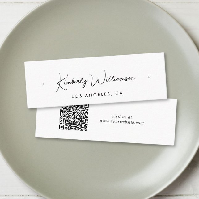 De Visite Mini Carte d'affichage à capuchon à code QR chic Script (Empower your name in our signature script as your logo and brand identity)
