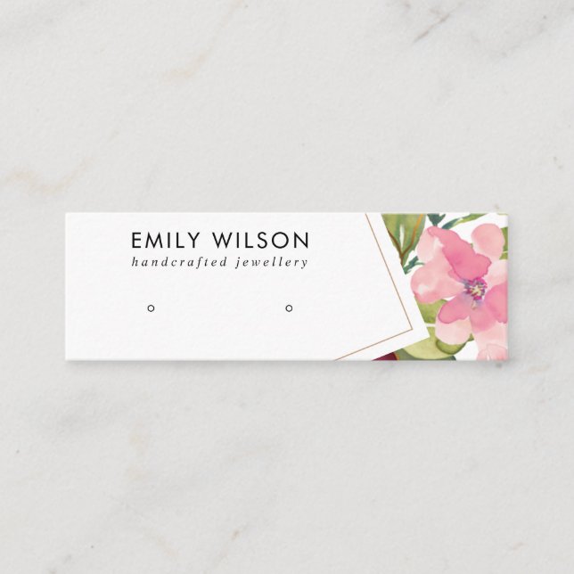 DE VISITE MINI CARTE D'AFFICHAGE BURGUNDY BLUSH FLORAL STUD (Devant)