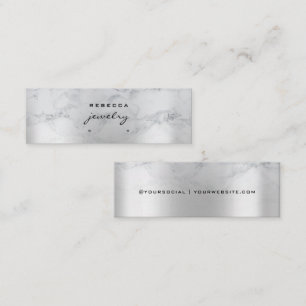 De Visite Mini Carte d'affichage Silver Minimal Marble Script