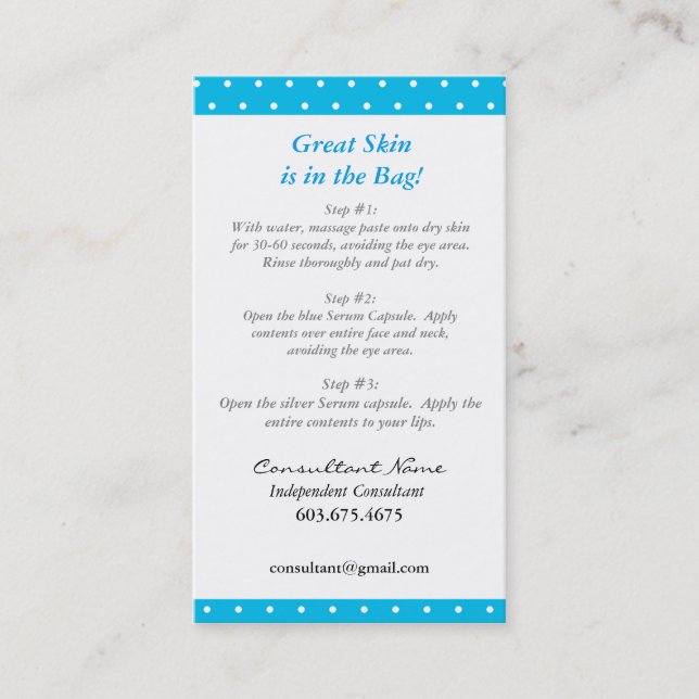 De Visite Mini carte d'instruction faciale (Devant)