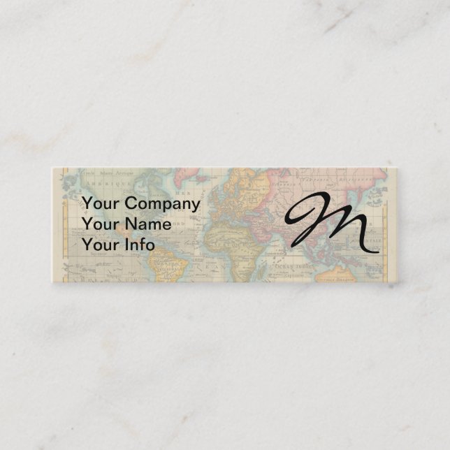 De Visite Mini Carte du Monde 1780 Bonne Antique Planisphère  (Devant)