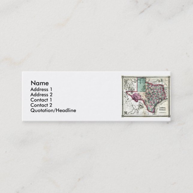 De Visite Mini Carte du Texas et drapeau d'état (Devant)