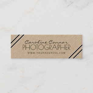 De Visite Mini Carte papier Kraft Black Corner Line Photographe