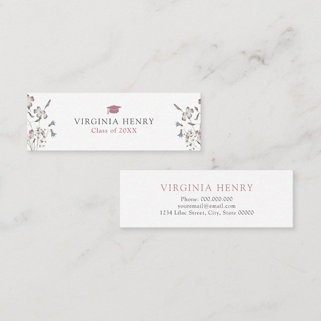 De Visite Mini Carte Pastel Fleur sauvage Graduate Name (Pastel Wildflower Graduate Name Card by Painted Paperie)