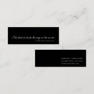 De Visite Mini Carte Signet moderne noire   Lecteur et livre pers