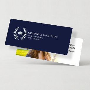 De Visite Mini Nom du diplômé Carte Photo Elégant Marine Bleu Bla