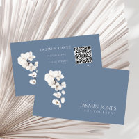 Moderne carte florale à code QR Orchidée blanche b