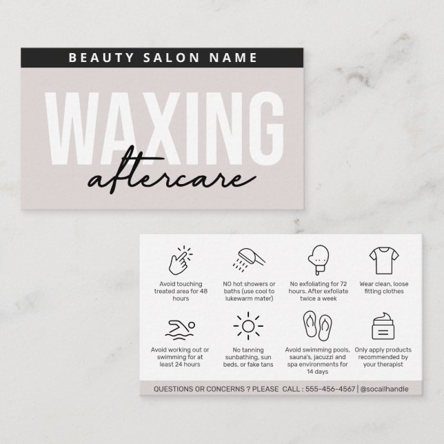 De Visite Moderne simple épilation post-soin carte Enlèvemen (Devant / Derrière)