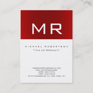 De Visite Monogramme à la mode rouge à rayures propres Carte
