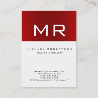 De Visite Monogramme à la mode rouge à rayures propres Carte
