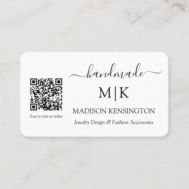 De Visite Monogramme artisanal ou ajouter un logo carte QR d (Devant)