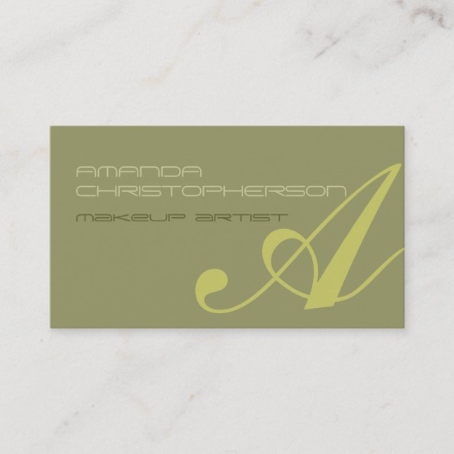 De Visite Monogramme Script maquillage beige Artiste Carte d (Devant)