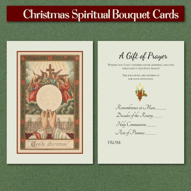 De Visite Noël Prêtre Bouquet spirituel Cartes saintes (Traditional Catholic Christmas Spiritual Bouquet Cards Sold in packs of 100)