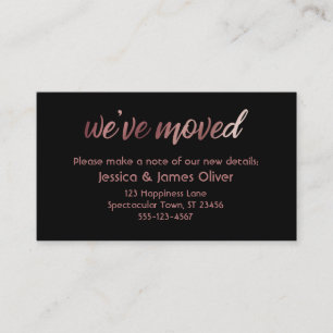 De Visite Ombre or rose sur carte noire "We've Moved"