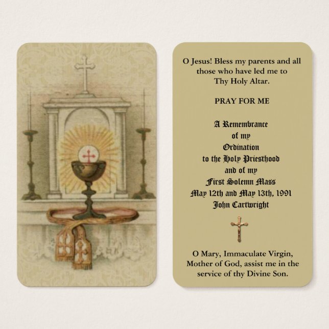 DE VISITE ORDINATION CATHOLIQUE CARTES SAINES ALTAR TABERNAC (Devant & derrière)