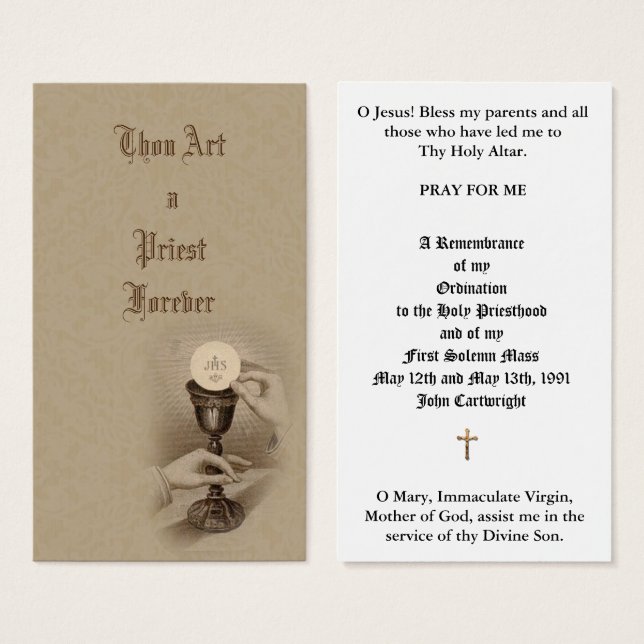 DE VISITE ORDINATION DU PRIÊTRE CATHOLIQUE CARTES SAINES ANN (Devant & derrière)