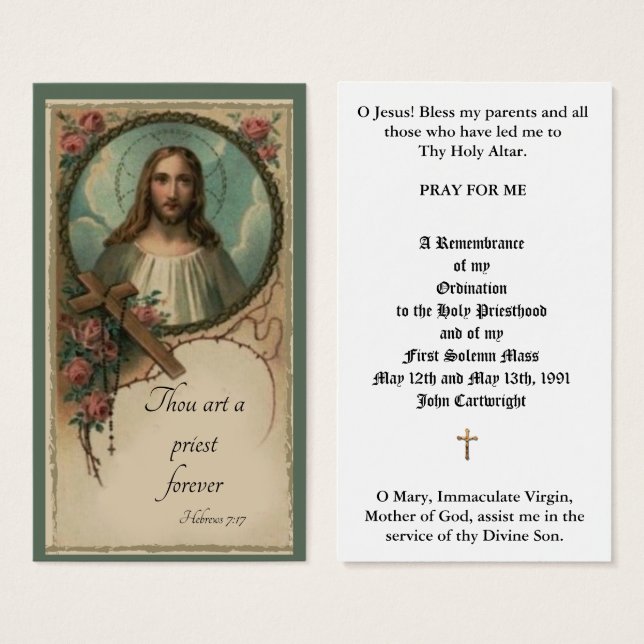 DE VISITE ORDINATION DU PRIÊTRE CATHOLIQUE CARTES SAINES ANN (Devant & derrière)
