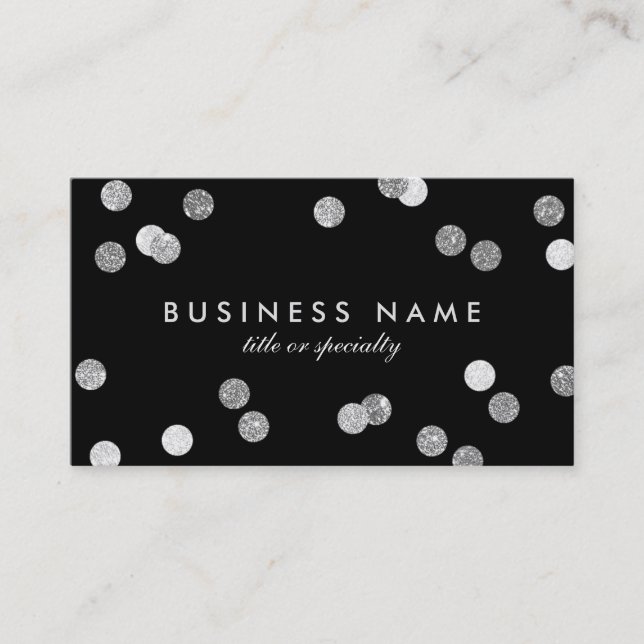 De Visite Parties scintillant en argent Faux Confetti Carte  (Devant)