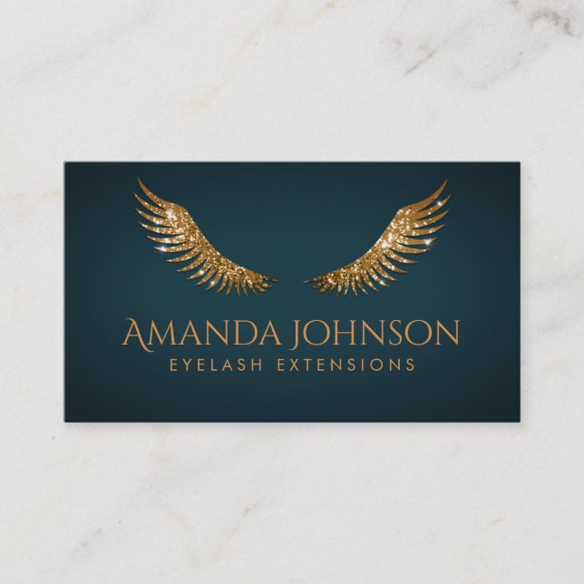 De Visite Parties scintillant Lashes Gold Wings Carte Bleu f (Devant)