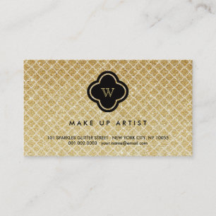 De Visite Parties scintillant or Monogramme Quatrefoil Carte