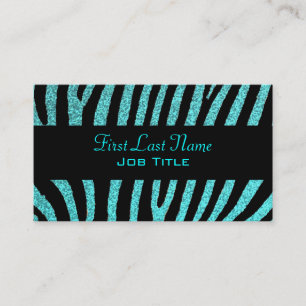 De Visite parties scintillant turquoise zebra rayures carte