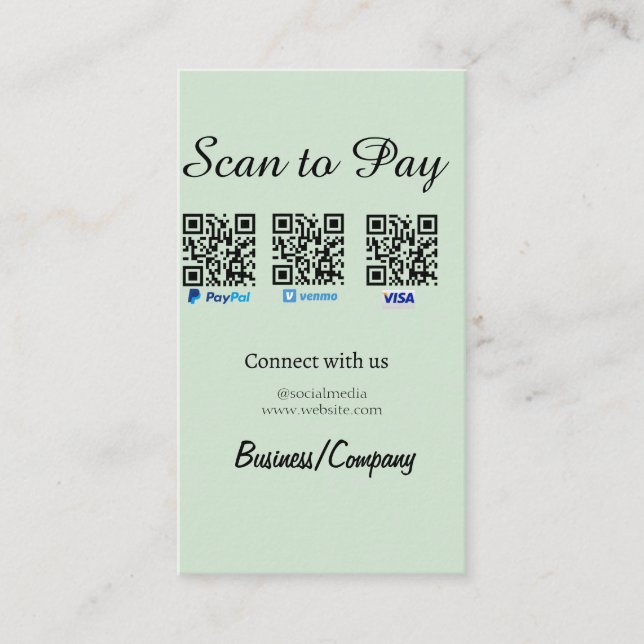 De Visite paypal venmo carte visa scan pour payer QR médias  (Devant)